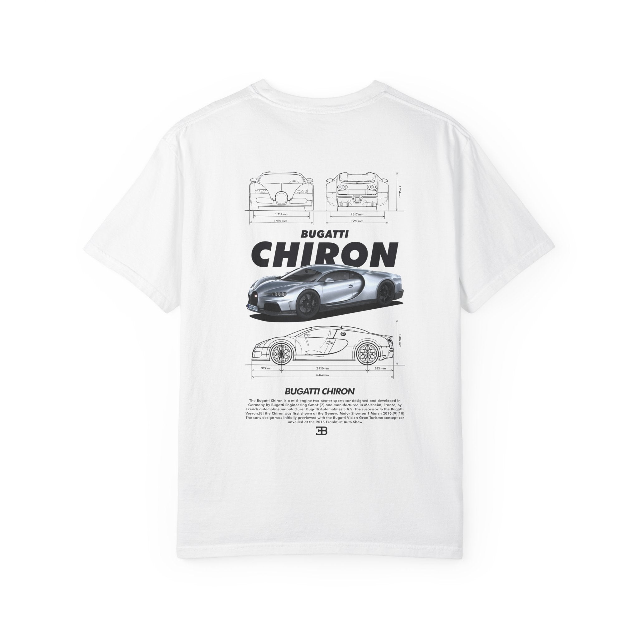 Bugatti Chiron Graphic T-Shirt — Supercar Blueprint Back Print