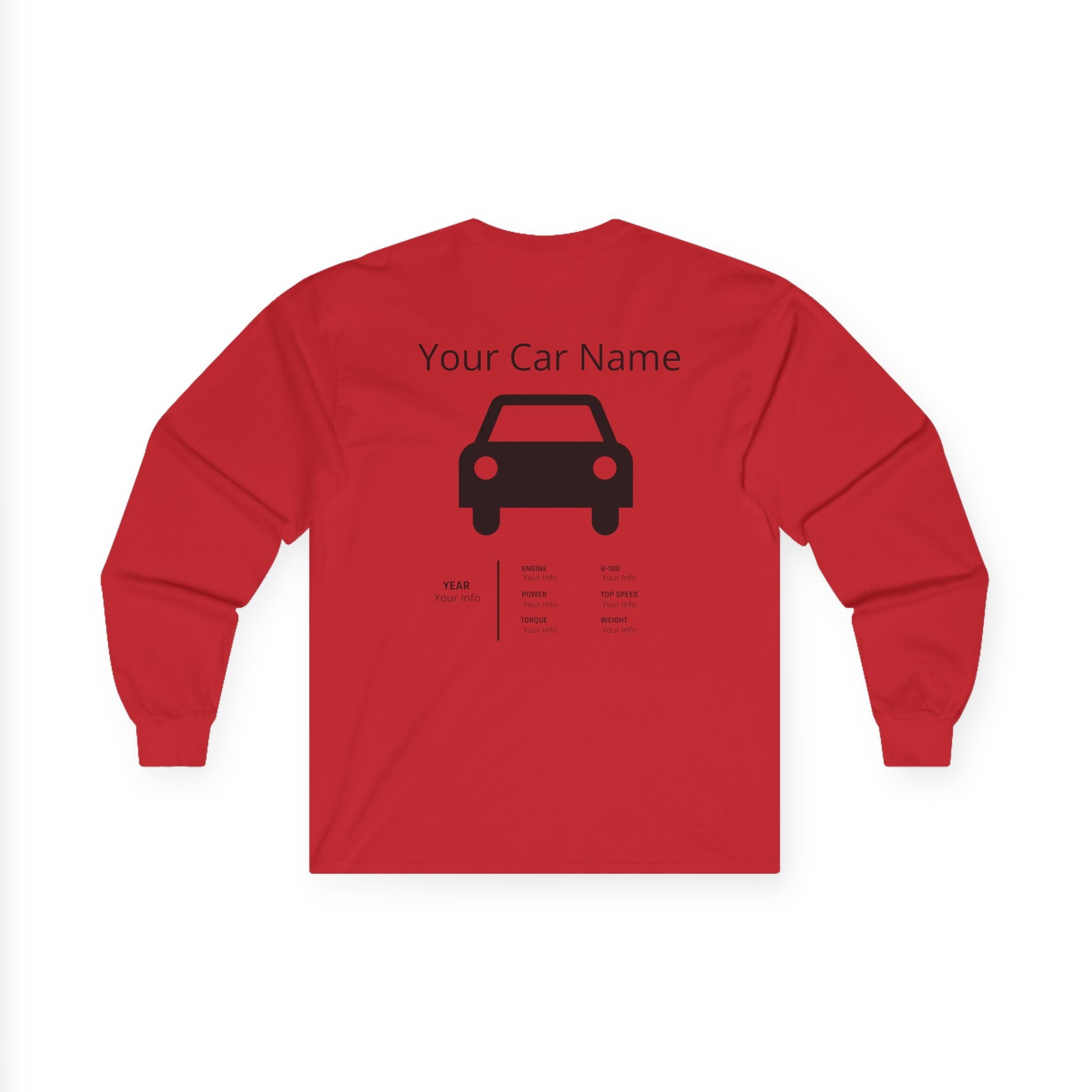 Copy of Custom Car Specs Long Sleeve Tee — "Your Car Name" Personalized Shirt