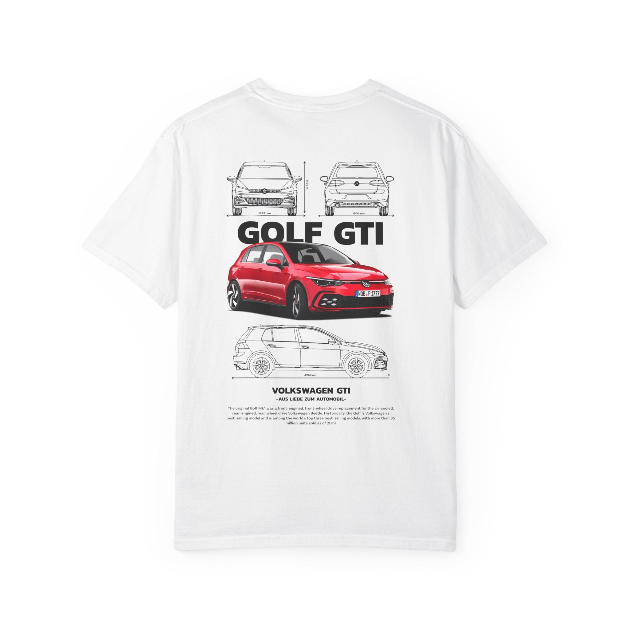 Golf GTI Blueprint T‑Shirt — Volkswagen GTI Car Diagram Tee