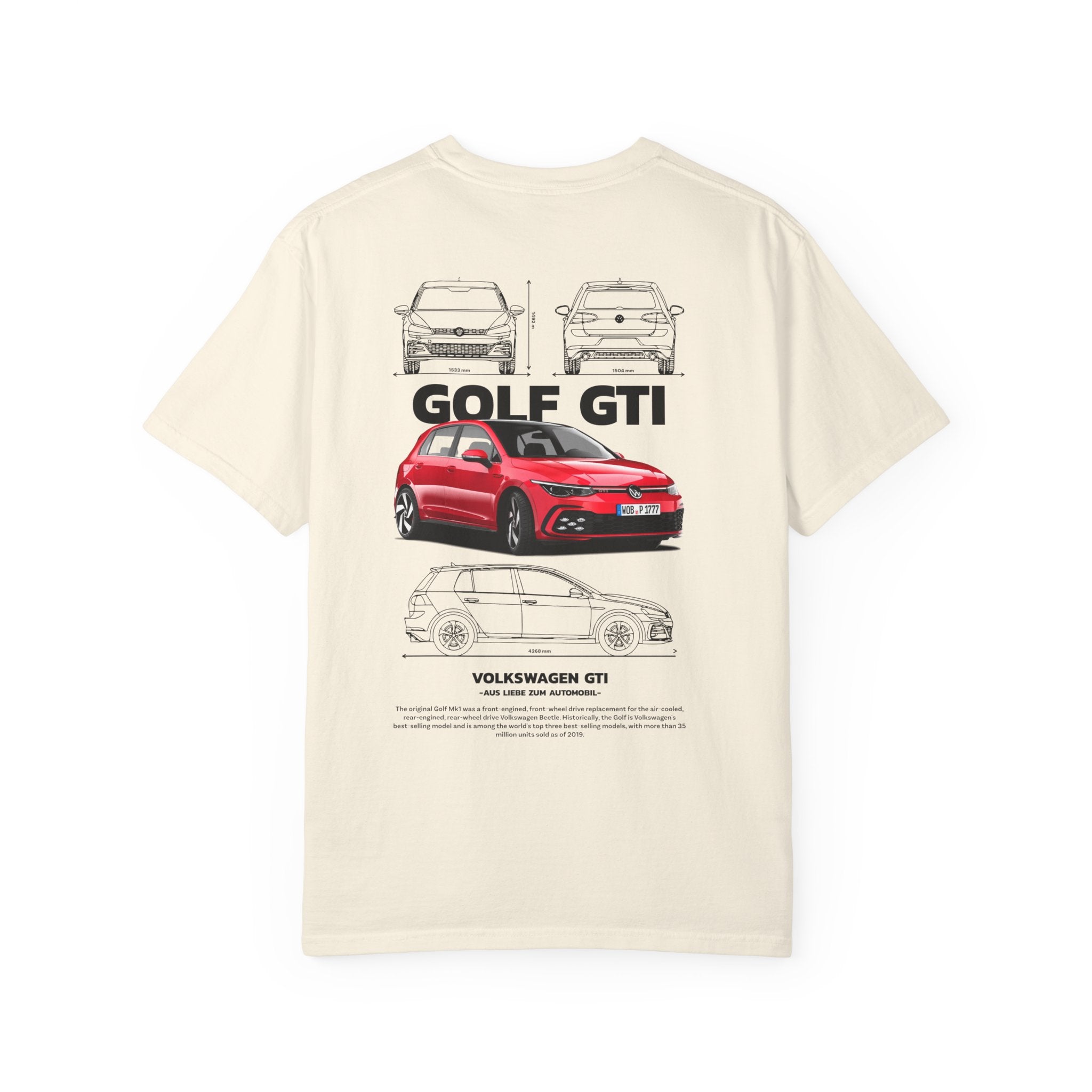 Golf GTI Blueprint T‑Shirt — Volkswagen GTI Car Diagram Tee