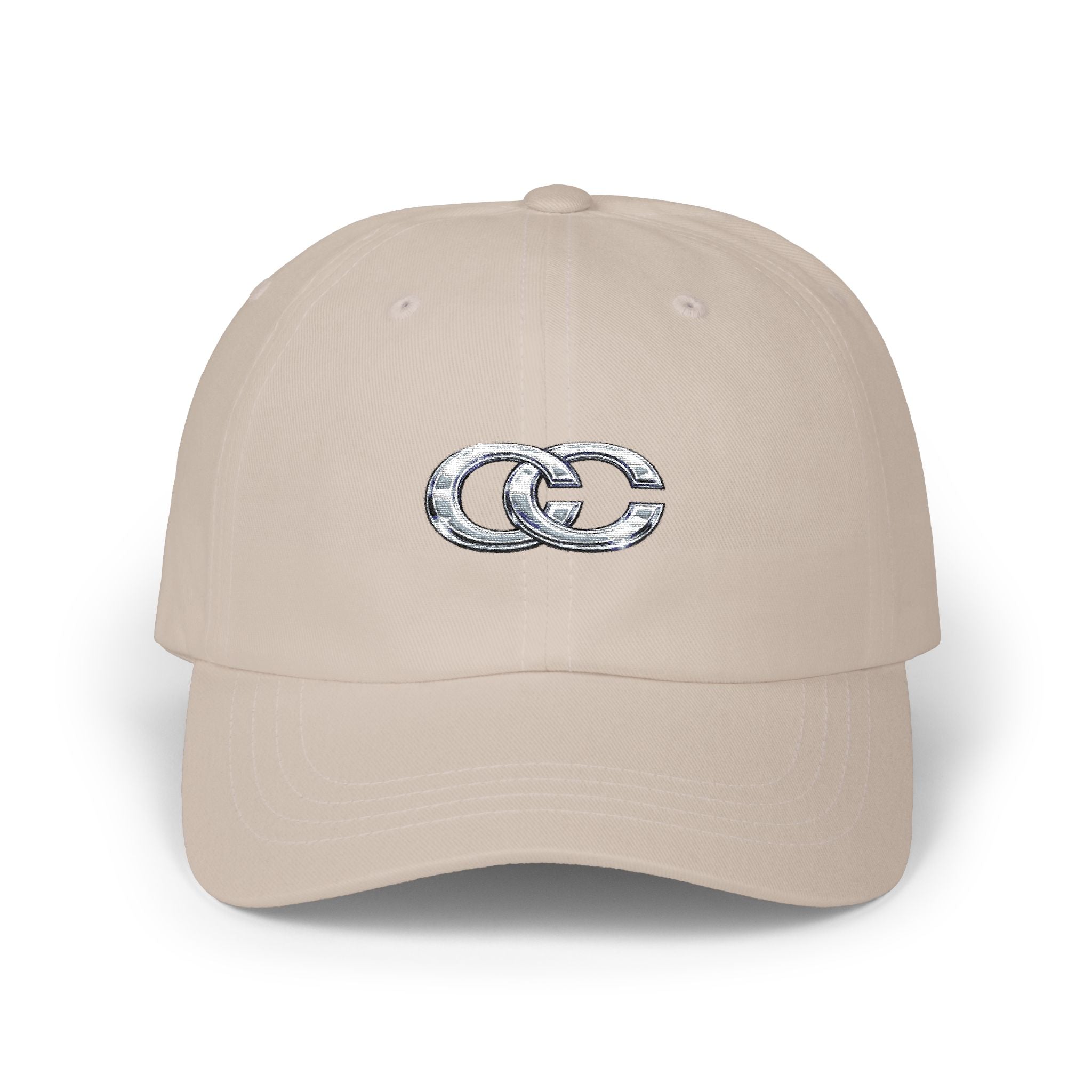 Embroidered Interlocking Rings Dad Cap — Classic White Casual Baseball Hat