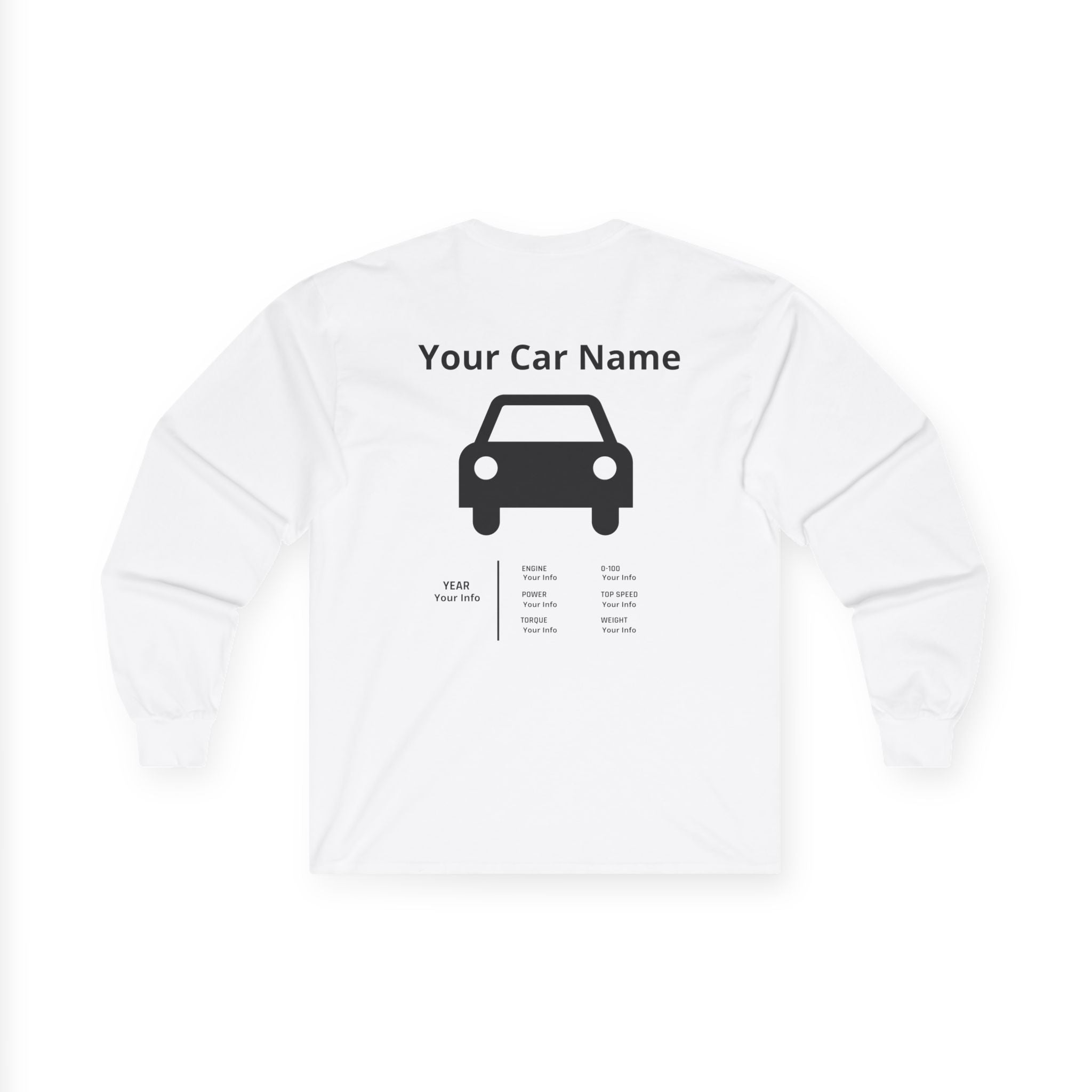 Copy of Custom Car Specs Long Sleeve Tee — "Your Car Name" Personalized Shirt