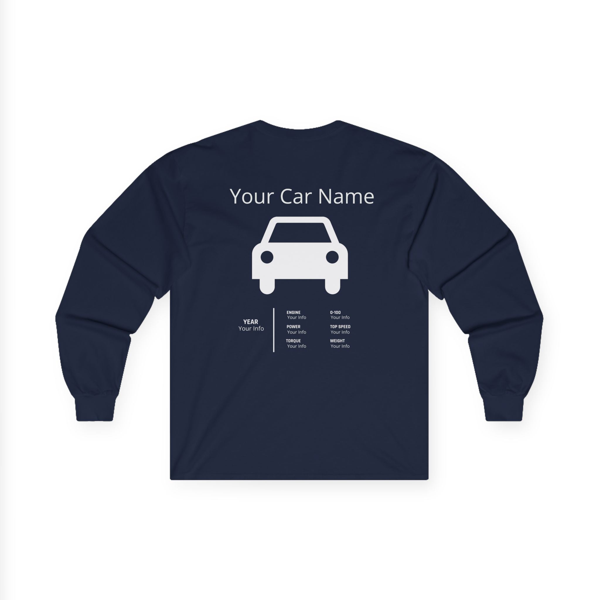 Copy of Custom Car Specs Long Sleeve Tee — "Your Car Name" Personalized Shirt