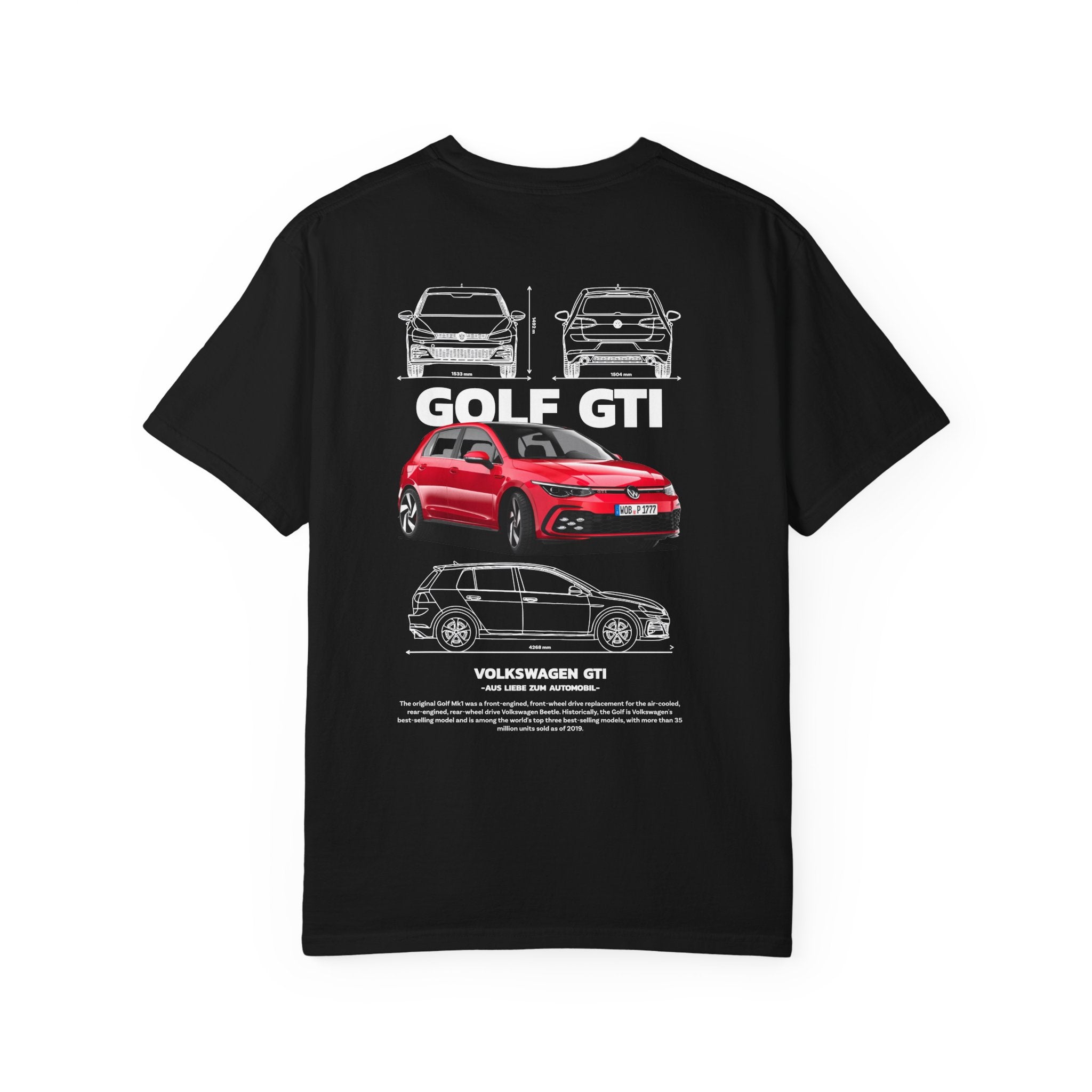 Golf GTI Blueprint T‑Shirt — Volkswagen GTI Car Diagram Tee