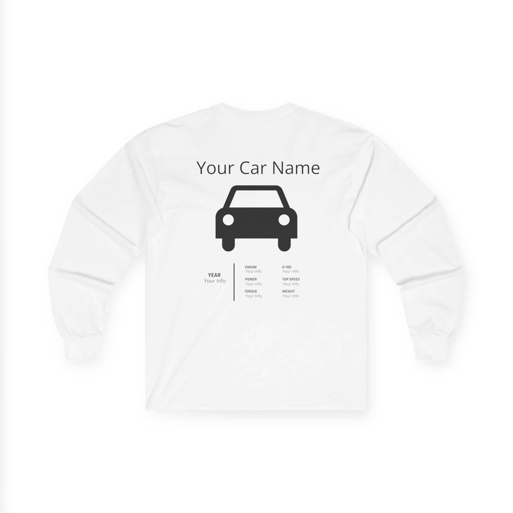 Custom Car Specs Long Sleeve Tee — "Your Car Name" Personalized Shirt