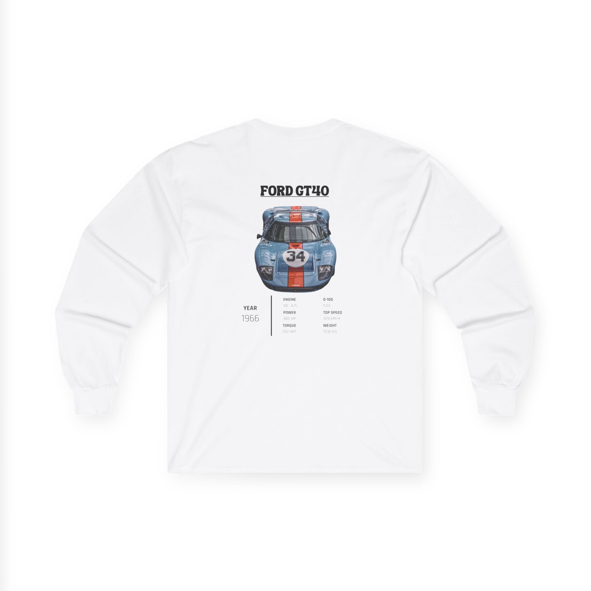 Long Sleeve Tee — Ford GT40 Racing Graphic (Number 34)