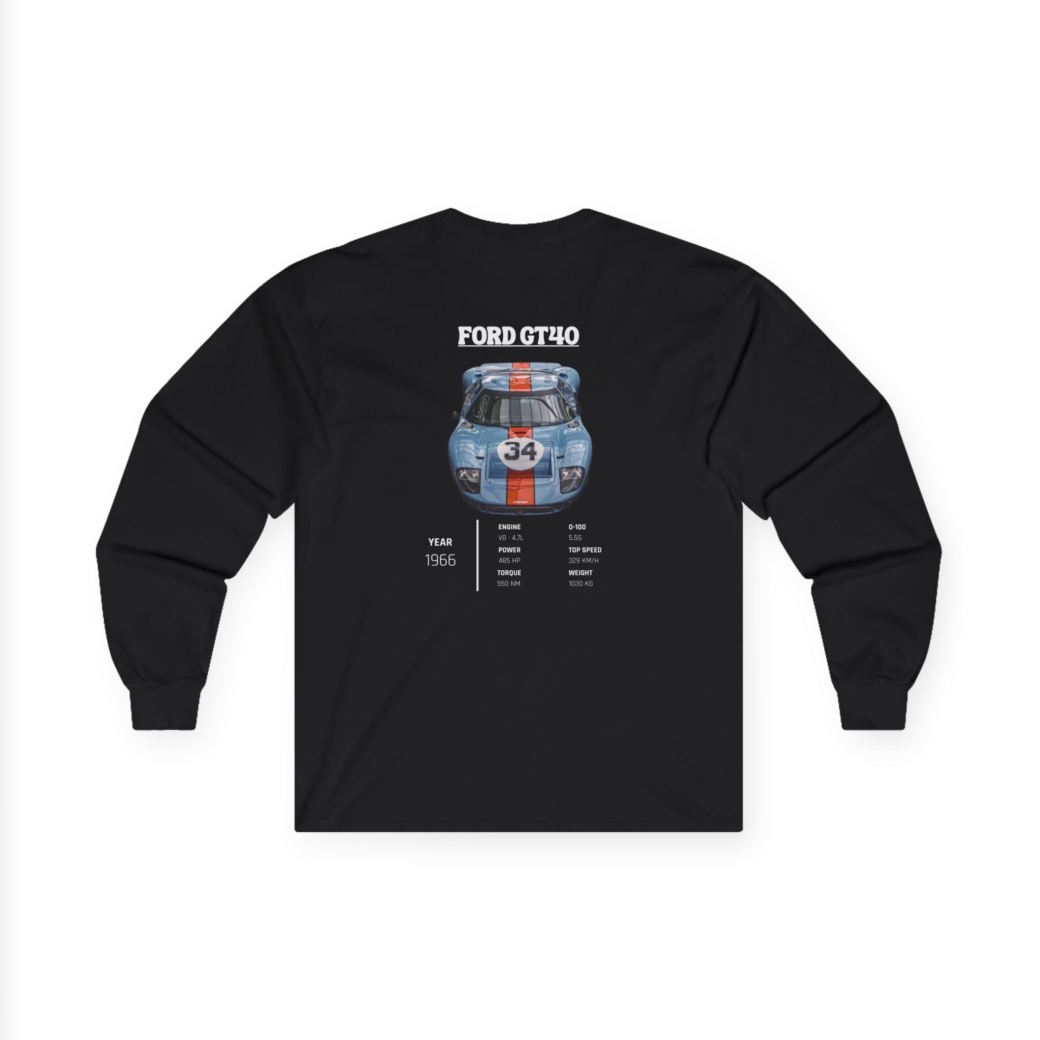 Long Sleeve Tee — Ford GT40 Racing Graphic (Number 34)