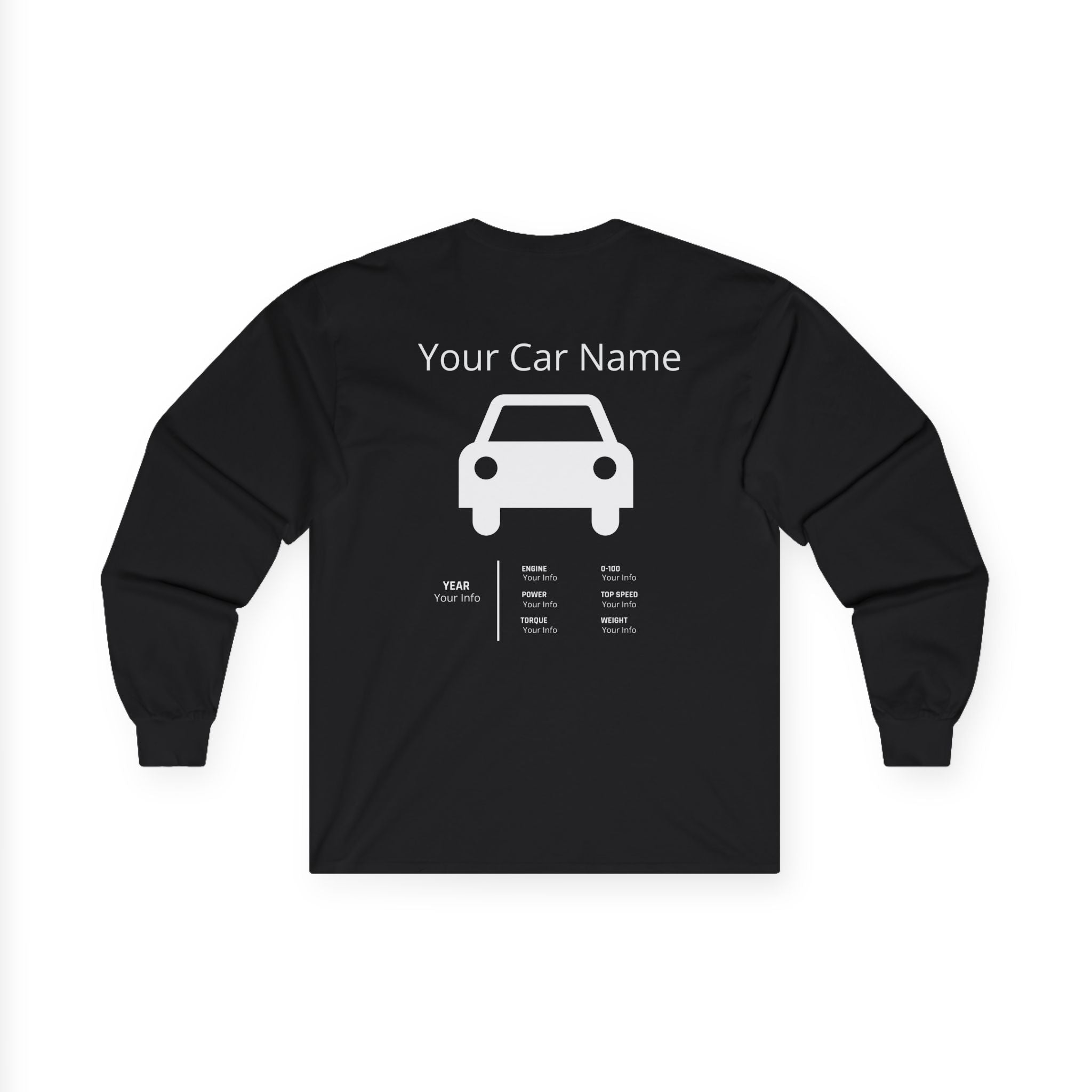 Copy of Custom Car Specs Long Sleeve Tee — "Your Car Name" Personalized Shirt